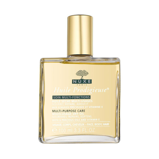Before oils blew up stateside, Nuxe had the market on a full-body version in France. The brand's Nuxe Huile Prodigieuse ($45) is suitable for hair, face, and body and has a delightfully subtle scent.
Before oils blew up stateside, Nuxe had the market on a full-body version in France. The brand's Nuxe Huile Prodigieuse ($45) is suitable for hair, face, and body and has a delightfully subtle scent.