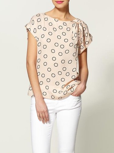 Tulle Polka Dot Tie Blouse