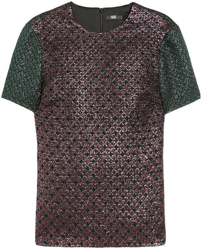 Markus Lupfer Color-block metallic brocade top