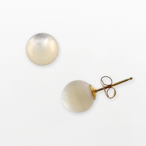 14k Gold Mother-Of-Pearl Ball Stud Earrings