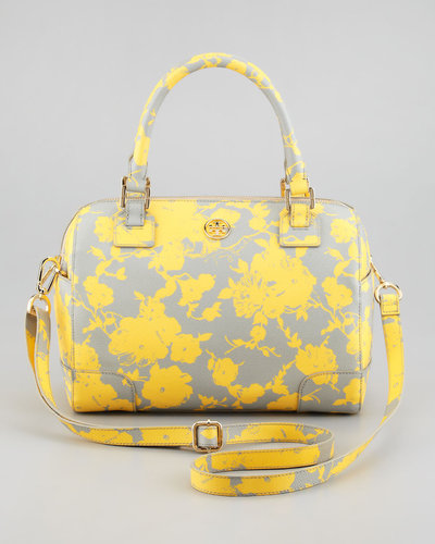 Tory Burch Robinson Middy Satchel Bag, Yellow/Gray