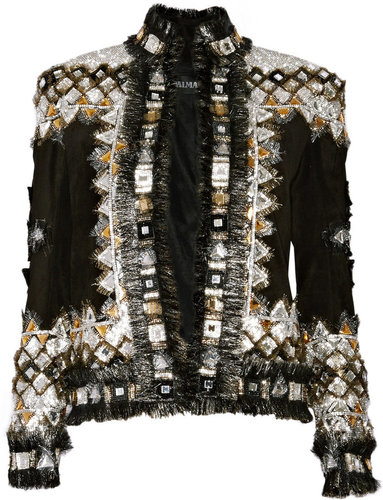 Balmain Embellished suede jacket