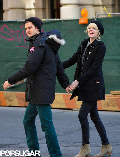 Emma Stone and Andrew Garfield Break for Breakfast in NYC Emma Stone and Andrew Garfield Break for Breakfast in NYC