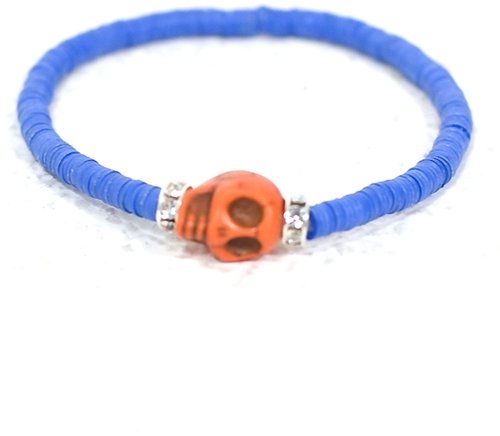 Alejandra Hill Vinyl Trade Bead Skull Bracelet in Blue