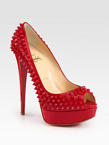 Christian Louboutin Studded Patent Leather Platform Pumps