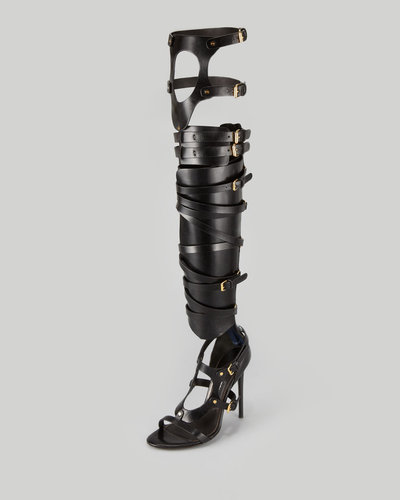 Tom Ford Strappy Buckled Sandal Boot, Black