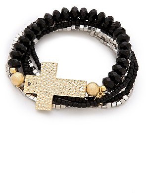 Belle noel Beaded Cross Bracelet Set