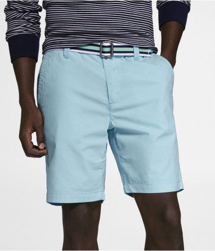 9" Classic Fit Belted Flat Front Shorts