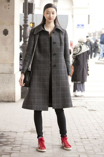 A great coat anchored this ensemble, while sneakers gave it color.
A great coat anchored this ensemble, while sneakers gave it color.