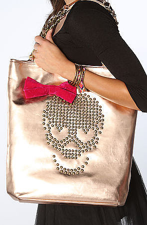 Betsey Johnson The Skull Candy Tote Bag in Rose Gold