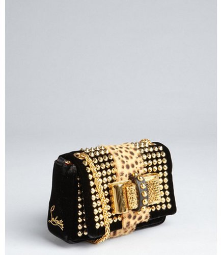 Christian Louboutin black velvet and jungle pony hair 'Sweet Charity' chain shoulder bag