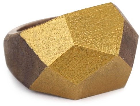 Love Mert Jewelry "Remnants From My Father's Woodshop" Faceted Gold Wood Ring