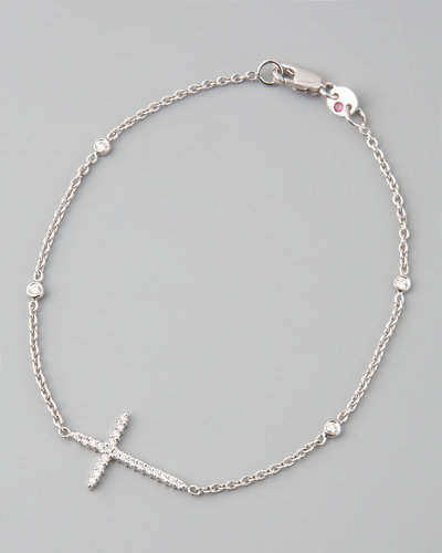 Roberto Coin Integrated Diamond Cross Bracelet, White Gold