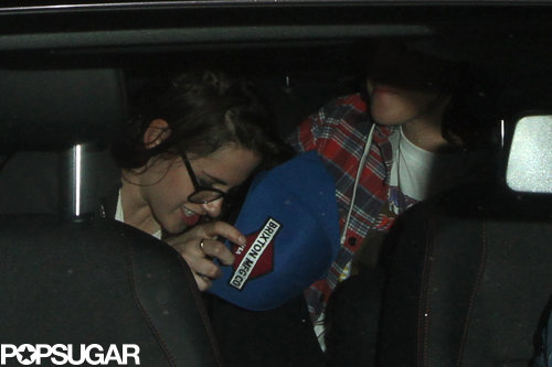 Kristen Stewart piled into a car with friends.
Kristen Stewart piled into a car with friends.