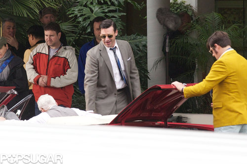 Jon Hamm Hitches a Ride With John Slattery on the Mad Men Set Jon Hamm Hitches a Ride With John Slattery on the Mad Men Set