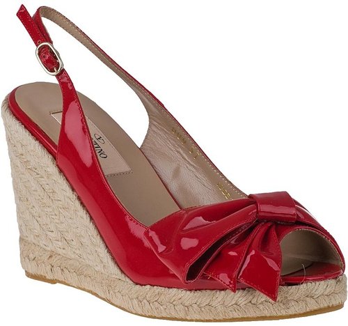 VALENTINO Mena Wedge Espadrille Red Patent Leather