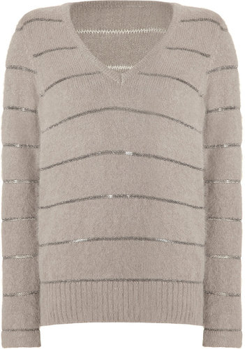 See by Chloé Pebble Grey Lurex Stripe Sweater