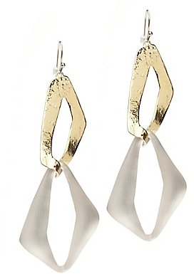 Alexis Bittar Otto Gold Double Link Earrings: Taupe