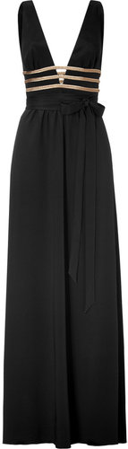 Azzaro Black and Gold Deep V-Neck Gown