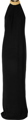 Azzaro Lorene braid-trimmed cady gown