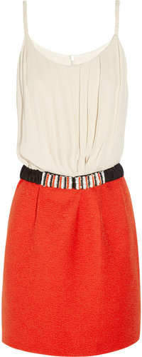 Sandro Racine georgette and textured-crepe dress