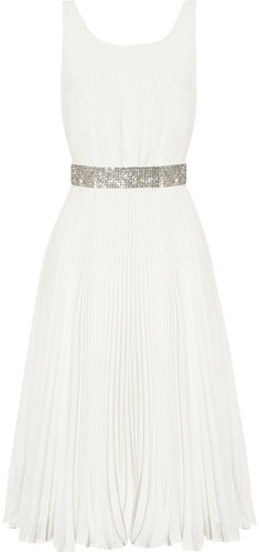 Alice + Olivia Cora plissé-georgette dress