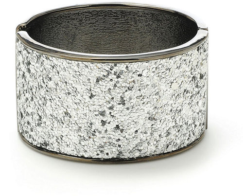 Macy's Haskell Bracelet, Silver Glitter Wide Bangle Bracelet