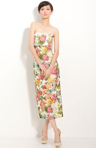 Alice + Olivia 'Sara' Floral Print Strapless Dress