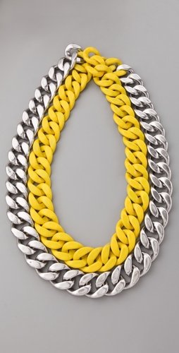 Adia Kibur Silver & Neon Chain Link Necklace