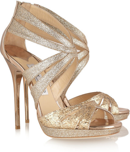 Jimmy Choo Garland glitter-finish leather sandals