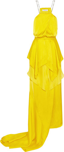 Julien Macdonald Empire layered silk-satin and chiffon gown