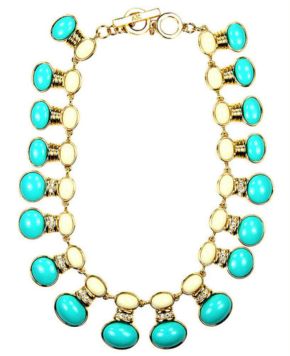 AK Anne Klein Necklace, Ivory and Turquoise Epoxy Collar Necklace