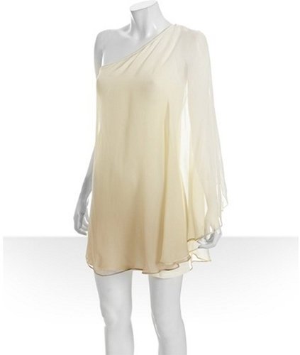 JB by Julie Brown khaki ombre silk 'Evan' one shoulder dress