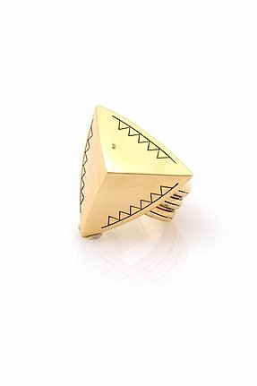 House of Harlow 1960 Faceted Pyramid Cocktail Ring in Yellow Gold
