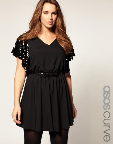 ASOS CURVE Exclusive Playsuit With Sequin Sleeves