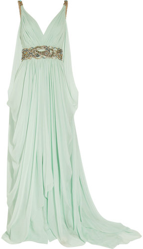 Marchesa Crystal-embellished silk-chiffon gown