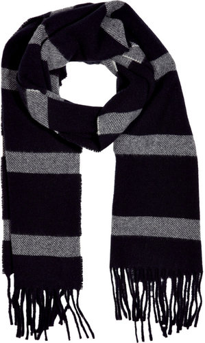 Jil Sander Black/Grey Wool Scarf