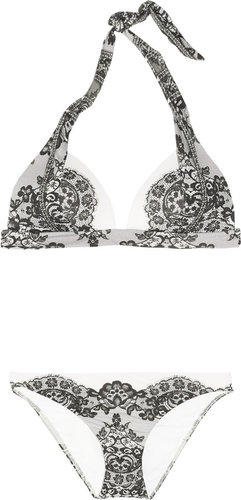 JETS by Jessika Allen White Label Delicate lace-print halterneck bikini