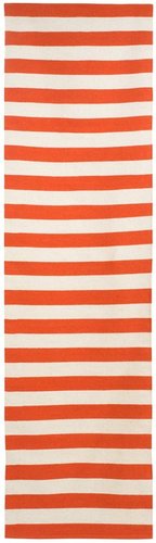 DwellStudio Draper Stripe Persimmon/Cream Rug 2.5ft x 9ft