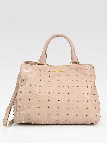 Miu Miu Studded Leather Top Handle Bag
