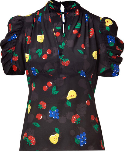 Anna Sui Black Fruit Print Top