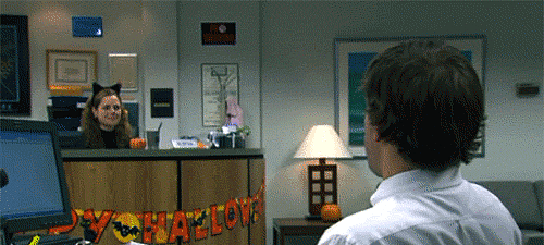 Since Pam's engaged to Roy, one of the warehouse workers, their relationship stays platonic.
Since Pam's engaged to Roy, one of the warehouse workers, their relationship stays platonic.