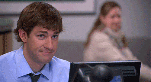 Platonic friends or not, Jim and Pam can't stop exchanging cutesy glances.
Platonic friends or not, Jim and Pam can't stop exchanging cutesy glances.