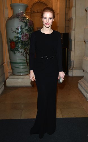 At the CR Fashion Book issue two cocktail party in Paris, Jessica Chastain showed off her svelte figure in a black long-sleeved belted gown, complete with a metallic clutch.
At the CR Fashion Book issue two cocktail party in Paris, Jessica Chastain showed off her svelte figure in a black long-sleeved belted gown, complete with a metallic clutch.