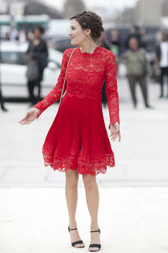 The prettiest fiery-red lace dress with the romantic hair to match.
The prettiest fiery-red lace dress with the romantic hair to match.