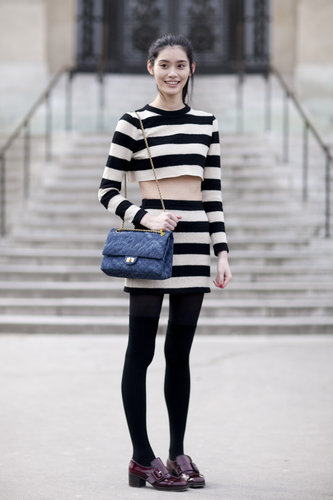 This showgoer emboldened tomboy footwear with a crop top and skirt set in notice-me stripes.
This showgoer emboldened tomboy footwear with a crop top and skirt set in notice-me stripes.