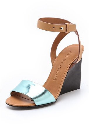 See by chloe Metallic Wedge Sandals