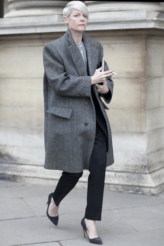 Kate Lanphear gave us an easy play on menswear with a wool coat and tailored separates.
Kate Lanphear gave us an easy play on menswear with a wool coat and tailored separates.