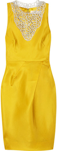 Lela Rose Embellished woven silk-organza dress