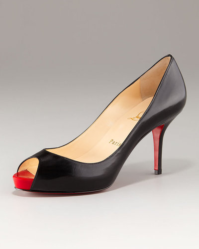 Christian Louboutin Mater Claude Open-Toe Mid-Heel Pump